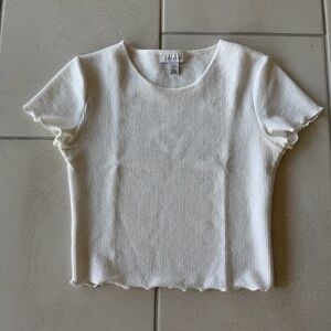 Topshop Cream Ribbed Short Sleeve Tee